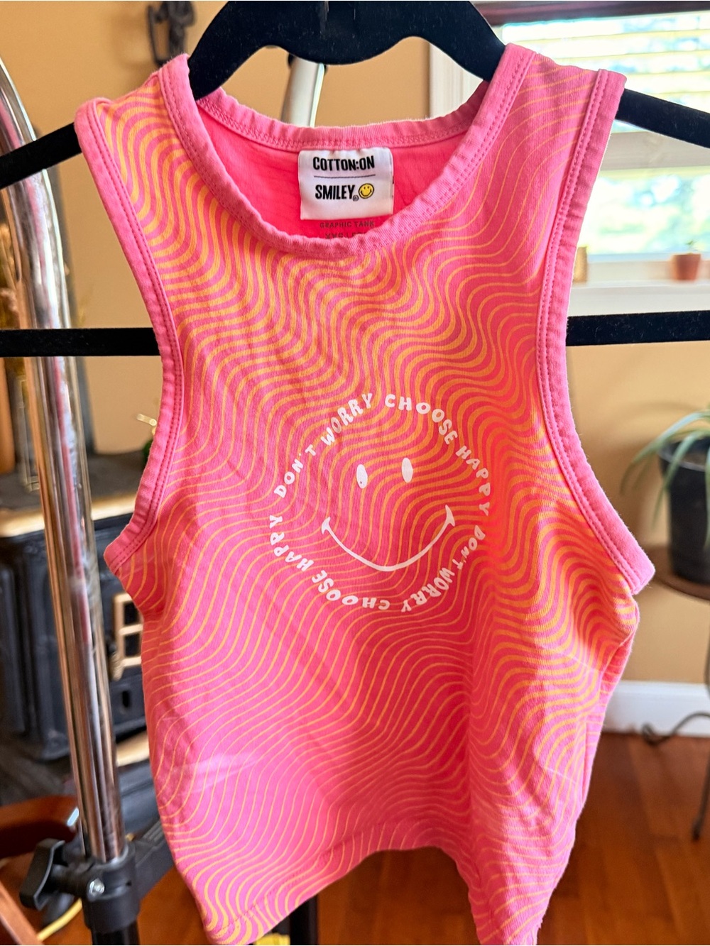 Cotton On Pink & Orange Smiley Wave Tank